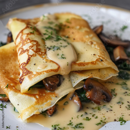 crepe filled with mushrooms