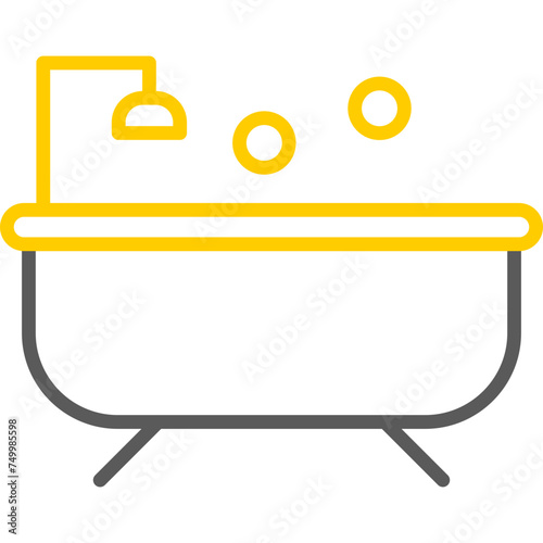 Bathtub Vector Line Two Color Icons