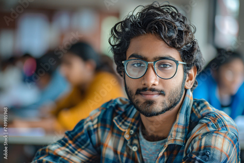 Indian university student in class