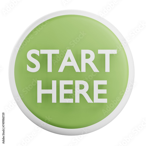 3d Start Here Icon Illustration With Transparent Background