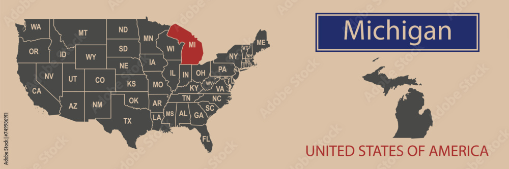 Vector map borders of the USA Michigan - 1000 F 749986911 Cv9tmgdl1ghhBe4j3yCbZwmtpsoEDTCs