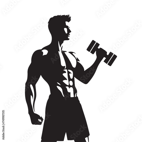 Fitness Titan: Vector Gym Man Silhouette - Harnessing Strength and Determination in Pursuit of Health and Wellness. gym man illustration, gym person vector.