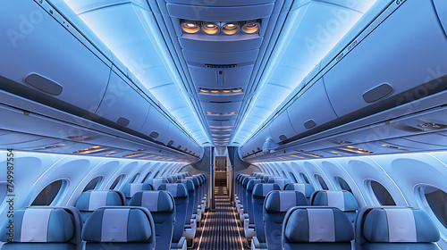 interior of an airplane - a cabin inside a commercial airline aircraft photo