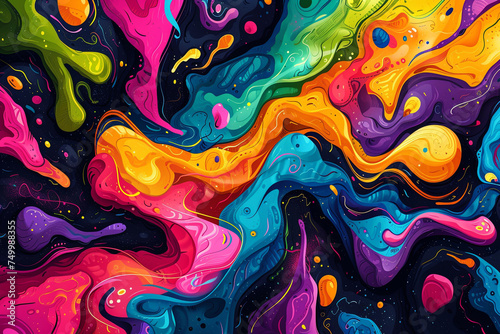 Colorful graffiti psychedelic abstract textured pattern, full vector logo, hyper-detailed pattern, illustration, graphic design, unreal engine, Generative AI 