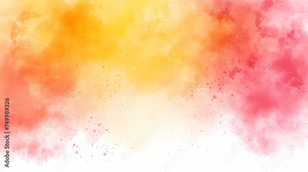 Warm Hues Watercolor Red Yellow and Orange Explosion on White Canvas