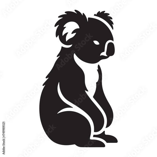 Koala Serenity: Vector Koala Silhouette - Embracing the Peaceful Charm of Australia's Beloved Tree-Dweller. Koala Illustration, Koala Vector.