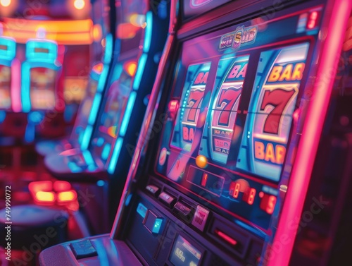 Close up on a minimalist designed online slot machine powered by blockchain for fairness and transparency