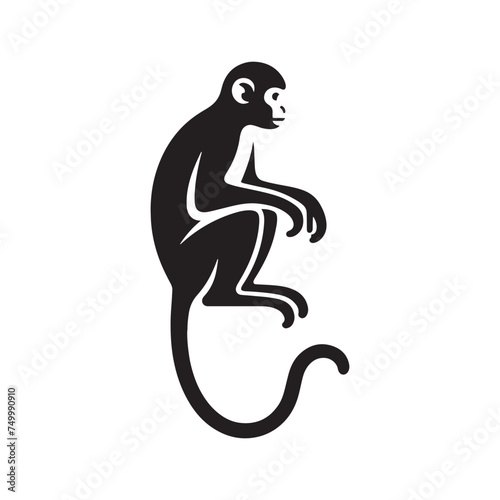 Primal Elegance: Vector Monkey Silhouette - Capturing the Agile and Playful Spirit of Primates in Striking Form. Monkey illustration, Monkey Vector.