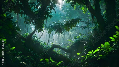 Deep jungle with rich green hues, Natural background