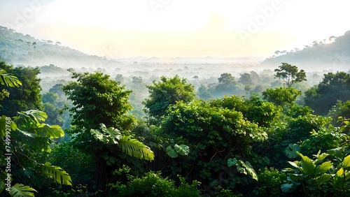Natural scenery of a large, Beautiful green and misty mountains