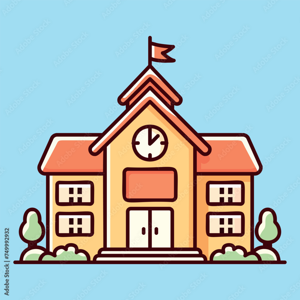 School building with blank school board name and trees vector cartoon illustration School building with blank school board name and trees vector cartoon illustration