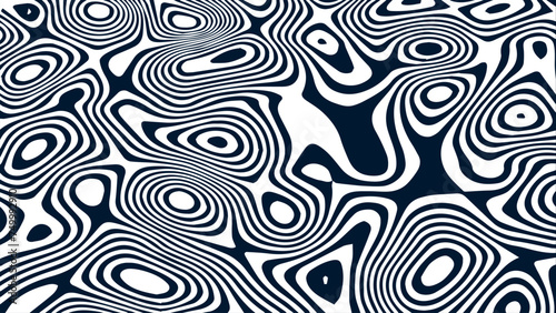 Black and white abstract wave with distortion effect. Optical illusion. Twisted vector illustration.