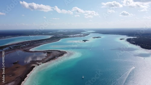 View shot from lagoon of Bacalar, Mexico, Yucatan, Quintana Roo 5 - taken with drone photo