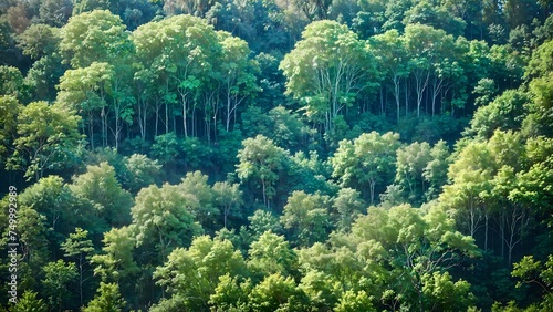 Natural scenery of a large, Green forest landscape, outdoor exploration of nature