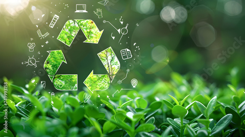 Green energy and recycling concept with eco icons