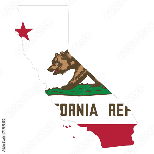 Outline of the borders of the U.S. state of California with a flag