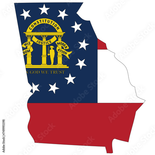 Outline of the borders of the U.S. state of Georgia with a flag