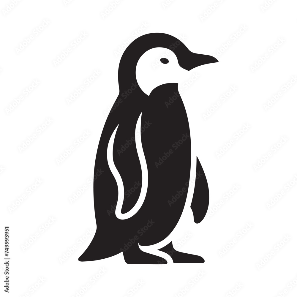 Fototapeta premium Effortless Elegance: Minimalist Penguin Silhouette - Embracing Simplicity and Sophistication in Clean Lines. penguin vector, penguin illustration.