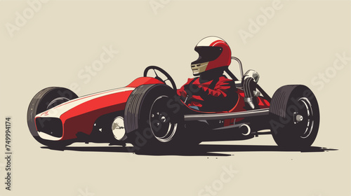 Go kart illustration in retro sport style