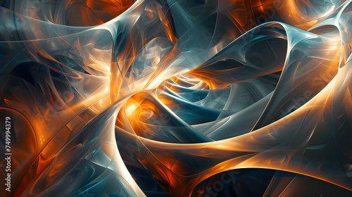 Abstract swirling energy in orange and blue tones