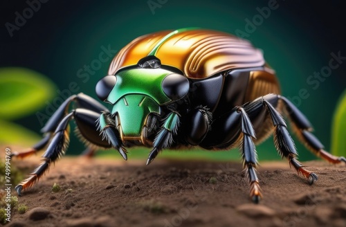 green shiny beetle. Protaetia speciosissima