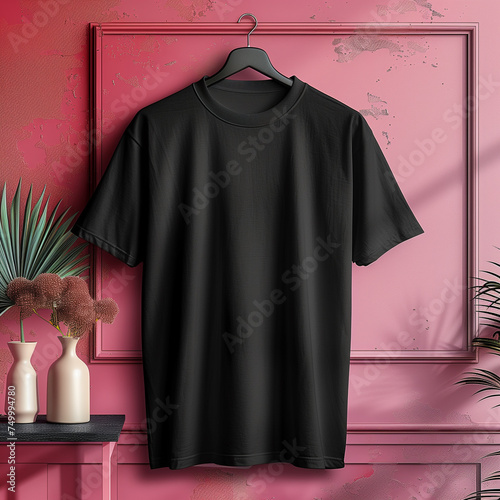 black tshirt mockup hanging