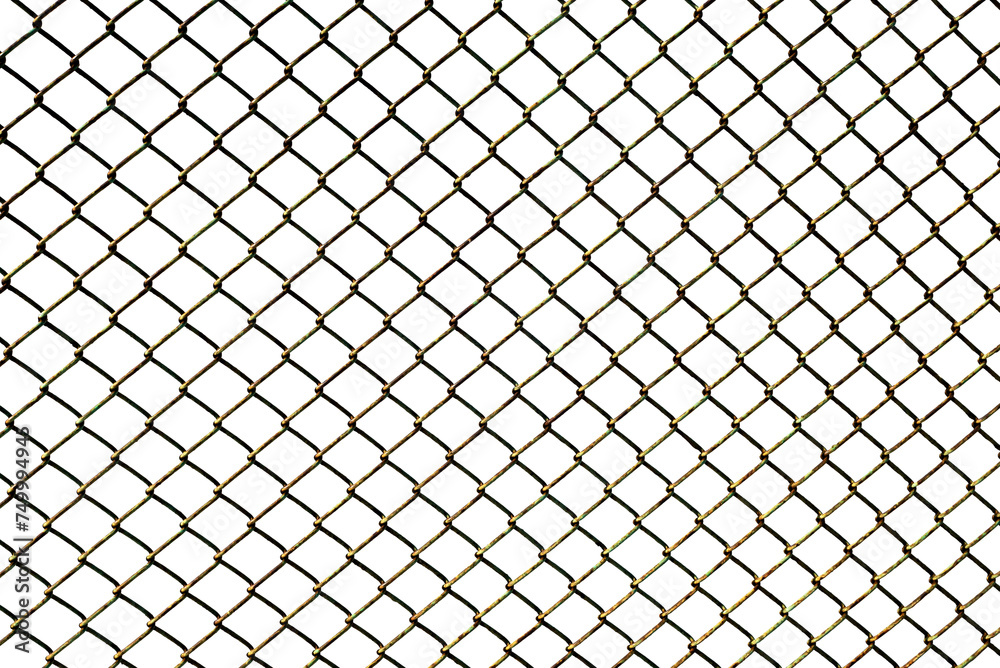 The texture of the metal mesh on a white background. Torn steel, metal mesh with holes The texture of the metal mesh on a white background. Torn steel, metal mesh with holes