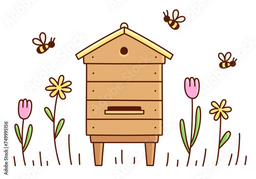 Beehive cute doodle drawing