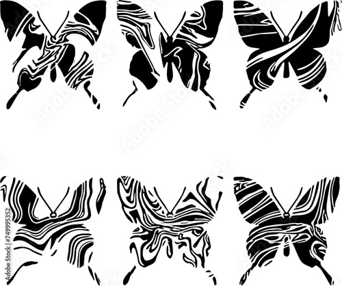 black butterfly in flat vector style for design element