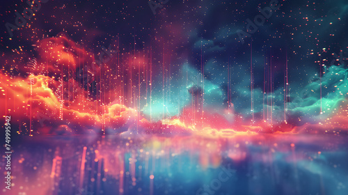 Cosmic dreamscape with luminous particles