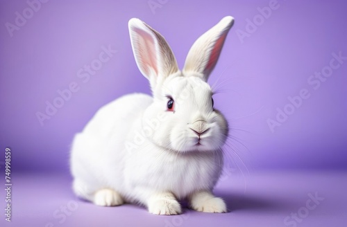 White rabbit on pastel background space for text