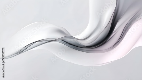 Gray smoke isolated on white background. Soft grey smoky waves banner