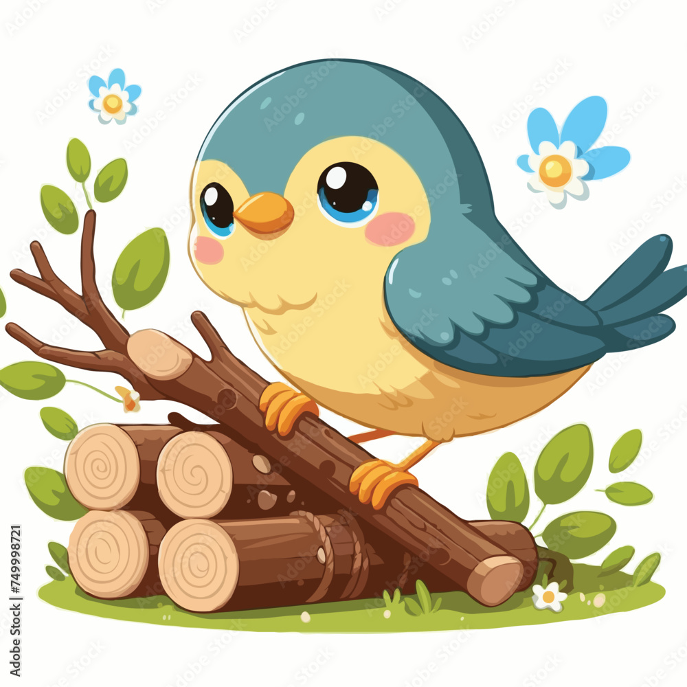 Naklejka premium cute small bird vector on white background.
