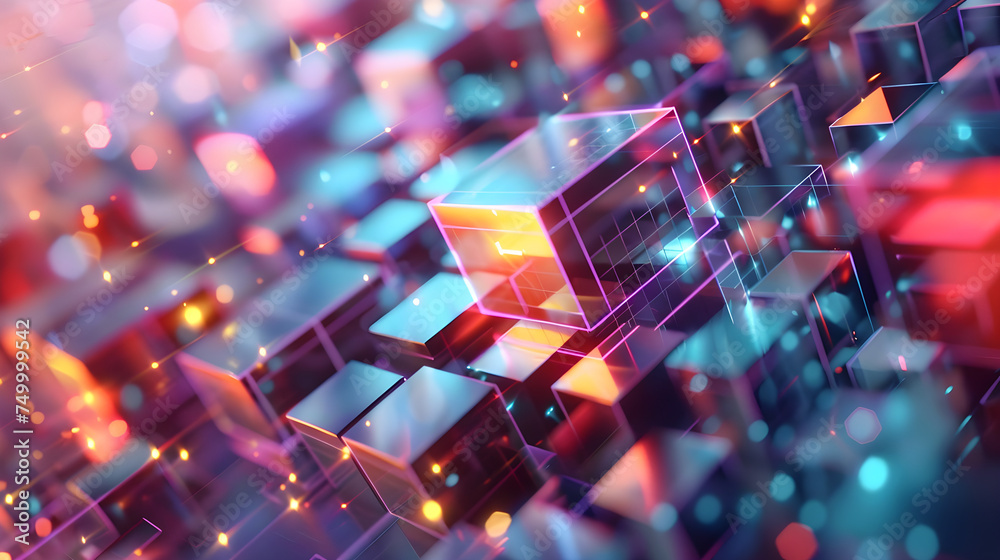 Abstract background featuring glowing cubes with a modern, technological feel Abstract background featuring glowing cubes with a modern, technological feel