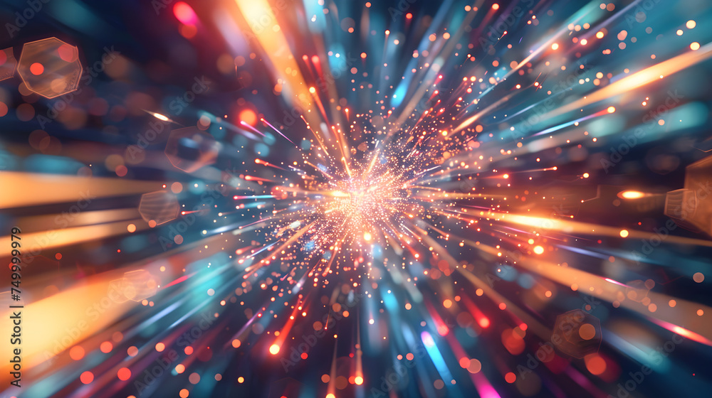 Fototapeta premium Hyperspace travel concept with light streaks