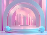 Futuristic Pink Stage with Modern Lighting and Neon Details