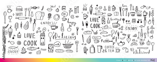 Food doodles,Foods doodles hand drawn sketchy vector symbols and objects