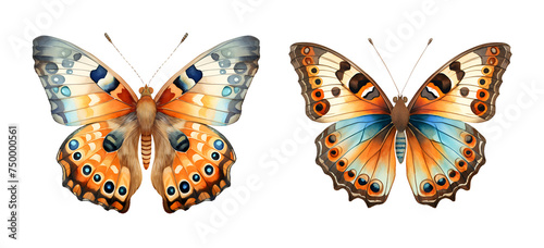 Butterfly, watercolor clipart illustration with isolated background. photo