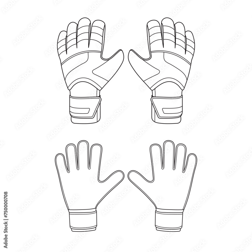 Φωτογραφία Hand drawn Kids drawing Cartoon Vector illustration set of goalkeeper gloves fro