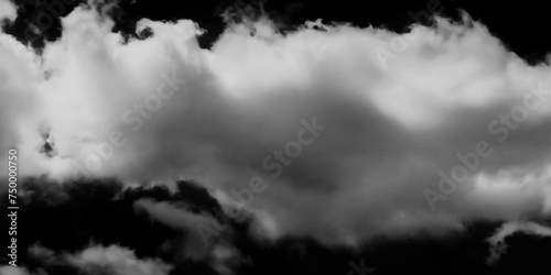 Beautiful white cloud on black background. Textured smoke, brush effect. a cloud is an aerosol comprising a visible mass of minute liquid droplets, frozen crystals. Cloudscape as background. 

