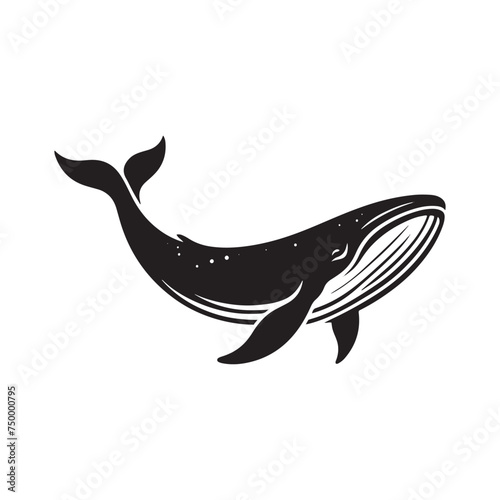 Ocean Majesty: Vector Whale Silhouette - Capturing the Grandeur and Grace of Earth's Largest Marine Mammals. whale illustration, whale vector. photo