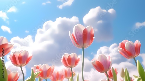 Happy Mothers day tulips and paper cut clouds
