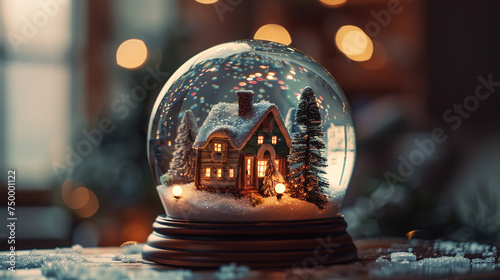 Crafting DIY snow globes with miniature winter scenes, capturing the magic of the season in a glass jar. photo