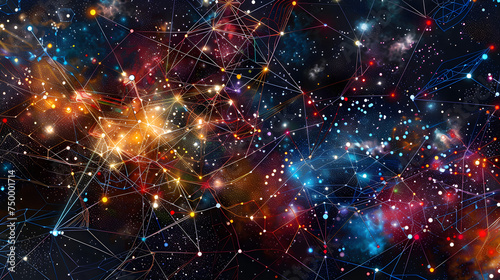 Abstract network connections in space photo