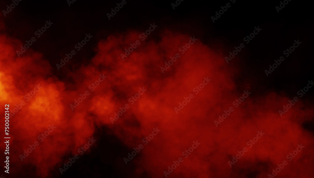 Abstract fire misty fog on isolated black background. Smoke stage studio. Texture overlays. The concept of aromatherapy.