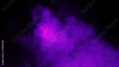 Abstract purple misty fog on isolated black background. Smoke stage studio. Texture overlays. The concept of aromatherapy.
