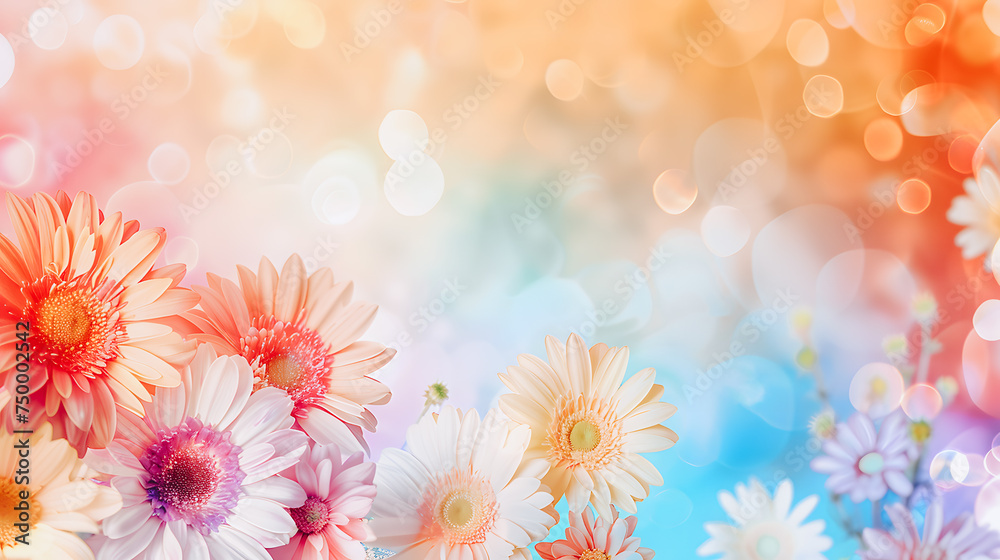 Arrière plan printanier avec fleurs et bokeh Arrière plan printanier avec fleurs et bokeh