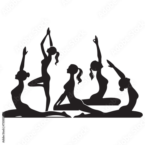 Yoga Serenity: Vector Yoga Lady Silhouette - Embodying Peace and Tranquility in Graceful Form. yoga illustration, yoga lady, yoga lady vector.