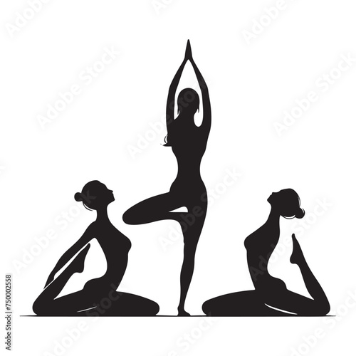 Yoga Serenity: Vector Yoga Lady Silhouette - Embodying Peace and Tranquility in Graceful Form. yoga illustration, yoga lady, yoga lady vector.