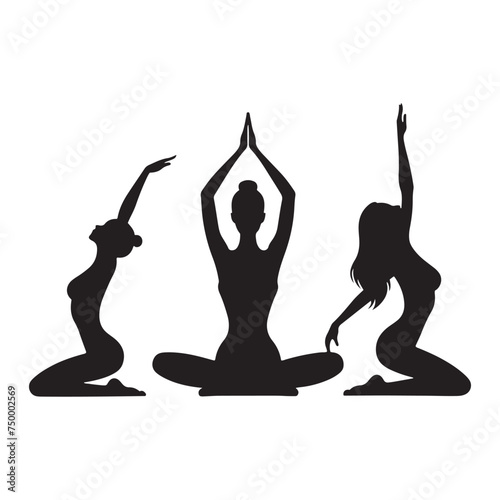 Yoga Serenity: Vector Yoga Lady Silhouette - Embodying Peace and Tranquility in Graceful Form. yoga illustration, yoga lady, yoga lady vector.